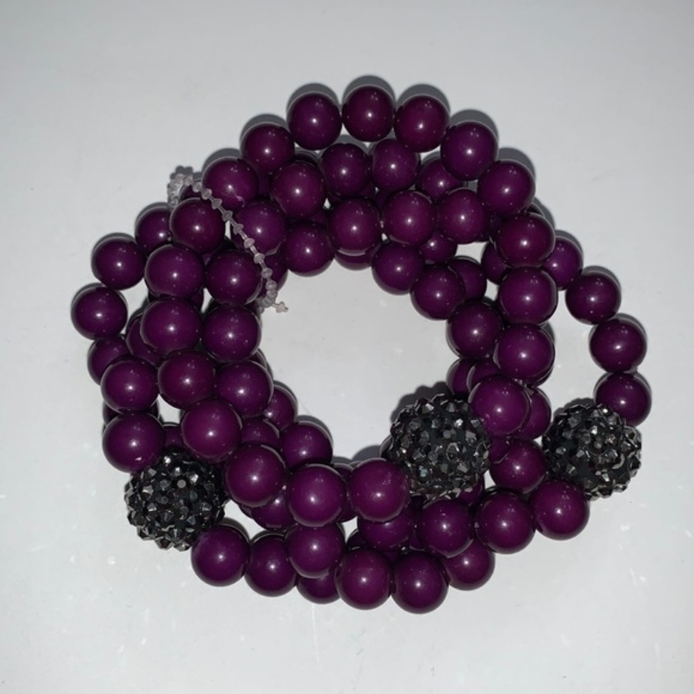 Studio S Chunky Beaded Bracelet- Purple Plum